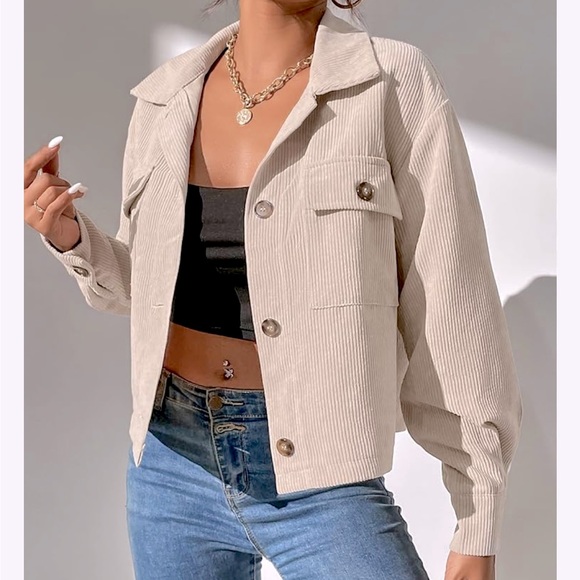 Jackets & Blazers - Corduroy cropped shacket